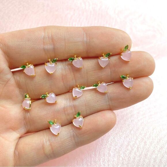 ORANGES 🍊 18K GOLD PLATED TOPAZ COLORED DIAMOND CUT CRYSTALS MICRO STUDS NWT - Picture 10 of 15